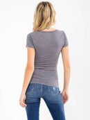WOMEN'S SHORT SLEEVE V-NECK GRAPHIC TOP