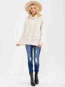 WOMEN'S LONG SLEEVE TURTLE NECK KNIT PULLOVER SWEATER