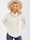 WOMEN'S LONG SLEEVE TURTLE NECK KNIT PULLOVER SWEATER