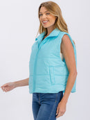 WOMEN'S SLEEVELESS ZIPPER CLOSURE PUFFER VEST
