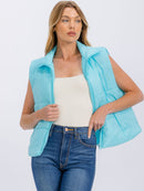 WOMEN'S SLEEVELESS ZIPPER CLOSURE PUFFER VEST