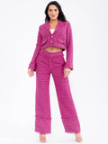 WOMEN'S LONG SLEEVE BUTTON CLOSURE TWEED BLAZER