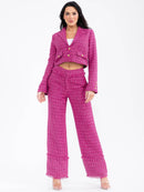 WOMEN'S LONG SLEEVE BUTTON CLOSURE TWEED BLAZER