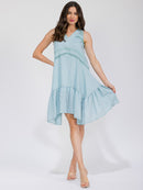 WOMEN'S SLEEVELESS V-NECK HIGH-LOW MIDI DRESS
