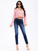 WOMEN'S LONG SLEEVE BUTTON CLOSURE TWEED BLAZER