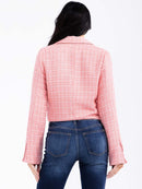 WOMEN'S LONG SLEEVE BUTTON CLOSURE TWEED BLAZER