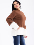 WOMEN'S LONG SLEEVE COLORBLOCK PULLOVER SWEATER