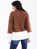 WOMEN'S LONG SLEEVE COLORBLOCK PULLOVER SWEATER
