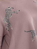 PLUS SIZE LONG SLEEVE MOCK NECK GRAPHIC PULLOVER OVERSIZED SWEATER