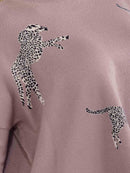 PLUS SIZE LONG SLEEVE MOCK NECK GRAPHIC PULLOVER OVERSIZED SWEATER