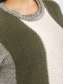 PLUS SIZE LONG SLEEVE COLORBLOCK KNIT PULLOVER SWEATER