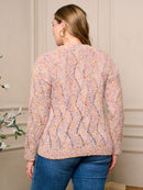 PLUS SIZE LONG SLEEVE V-NECK PULLOVER MULTI COLORS SWEATER