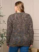 PLUS SIZE LONG SLEEVE V-NECK PULLOVER MULTI COLORS SWEATER