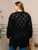 PLUS SIZE LONG SLEEVE OPEN FRONT KNIT CARDIGAN