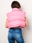 WOMEN'S SLEEVELESS BUTTON CLOSURE PUFFER VEST