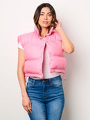 WOMEN'S SLEEVELESS BUTTON CLOSURE PUFFER VEST
