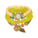 Heart N Leaf Charm Bead Bracelet BR2521-51 (12PC)