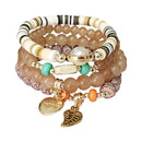 Heart N Leaf Charm Bead Bracelet BR2521-51 (12PC)