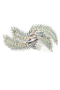 Rhinestone Feather Tiara Hair Comb CO111-61 (3pc)