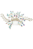 Pearl Crystal Leaf Decor Tiara Hair Comb CO1113-58 (3pc)