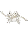 Pearl Crystal Leaf Decor Tiara Hair Comb CO1113-58 (3pc)