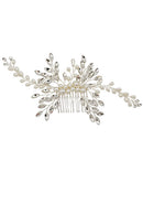 Pearl Crystal Leaf Decor Tiara Hair Comb CO1113-58 (3pc)