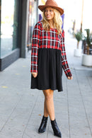 Holiday Plaid Twofer Babydoll Dress (Open Pack)