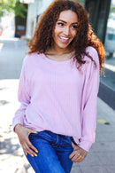 Feel Your Best Mauve Ribbed Brushed Hacci Sweater (Open Pack)