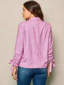 WOMEN'S 3/4 SLEEVES BLAZER & BRALETTE MULTI PRINT 2PC TOP