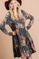 Charcoal Floral French Terry Dress