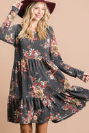 Charcoal Floral French Terry Dress