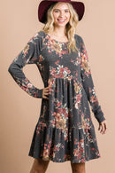 Charcoal Floral French Terry Dress