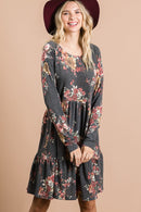 Charcoal Floral French Terry Dress