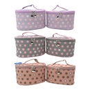 Vegan Leather Polk Dot  Print Cosmetic Case Travel BAG FB211. (2PC)