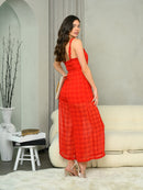 WOMEN'S SLEEVELESS RUFFLE PLAID JUMPSUIT