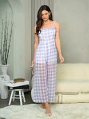 WOMEN'S SLEEVELESS RUFFLE PLAID JUMPSUIT