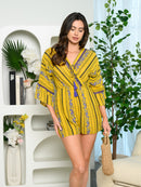 WOMEN'S 3/4 SLEEVE V-NECK ROMPER