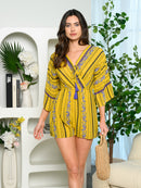 WOMEN'S 3/4 SLEEVE V-NECK ROMPER