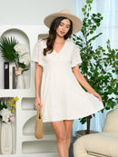 WOMEN'S SHORT SLEEVE V-NECK LACE MINI DRESS