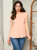 WOMEN'S SHORT SLEEVE PEPLUM TOP