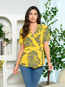 WOMEN'S SHORT SLEEVE WRAP PEPLUM TOP