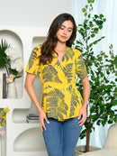 WOMEN'S SHORT SLEEVE WRAP PEPLUM TOP