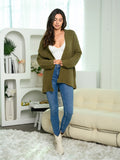 WOMEN'S LONG SLEEVE RIBBED PLACKETS CARDIGAN