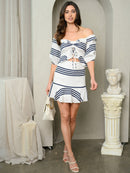 WOMEN'S SHORT SLEEVE CUT OUT FRONT MINI DRESS