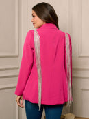 WOMEN'S LONG SLEEVE BUTTON CLOSURE STUDS DETAILED BLAZER