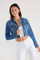 (PRE PACK) Destructed Cropped Denim Jacket EJ2055