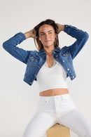 (PRE PACK) Destructed Cropped Denim Jacket EJ2055