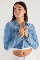 (PRE PACK) Destructed Cropped Denim Jacket EJ2055
