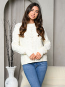 WOMEN'S LONG SLEEVE KNIT LACE FRONT DETAILED SWEATER