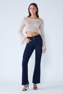 (PRE PACK) Super High rise Bootcut with 3-Button Wide Waist Band EP3473